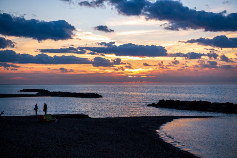 sunset on bay