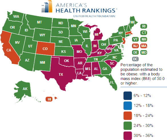 Americas Health Rankings Map