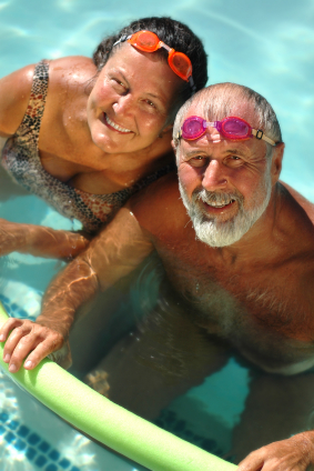 couple swimming