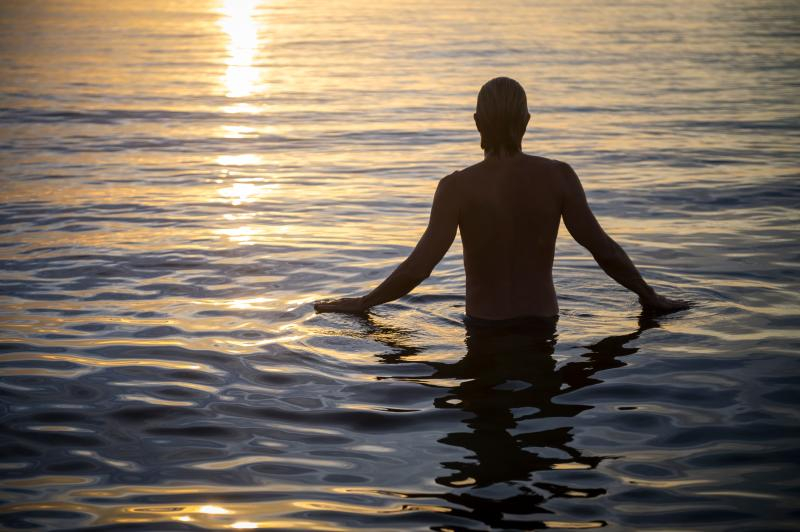 man in lake