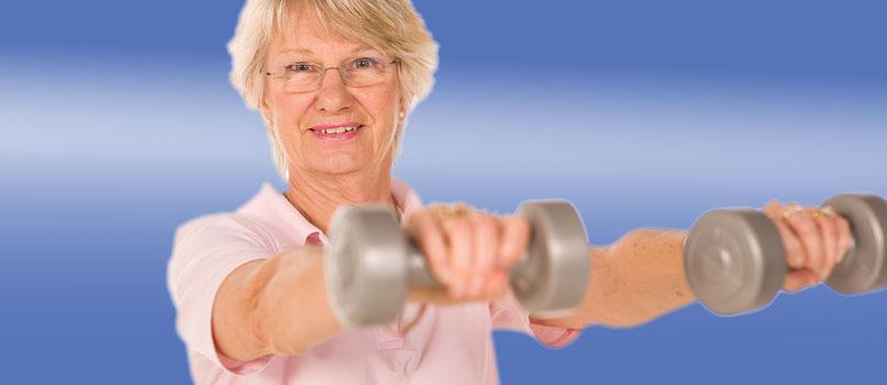 older woman dumbells