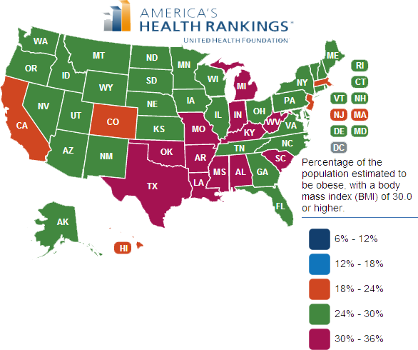 Americas Health Rankings Map